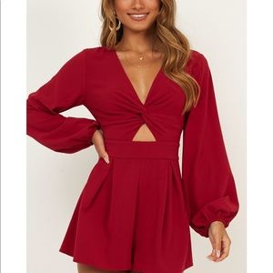 Showpo Tiny Dancer Playsuit in wine